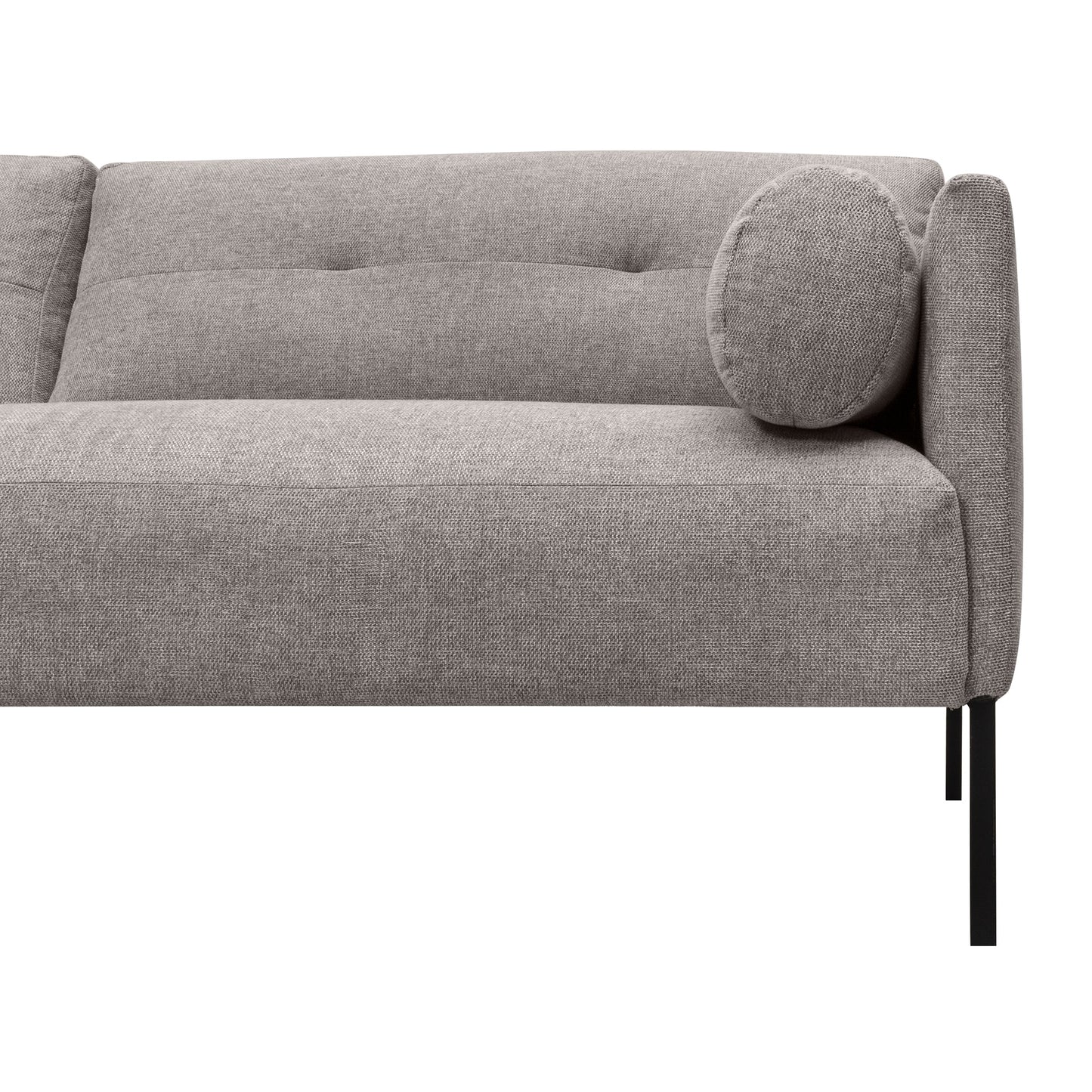 Michalina 84" Gray Fabric Sofa with Black Metal Legs