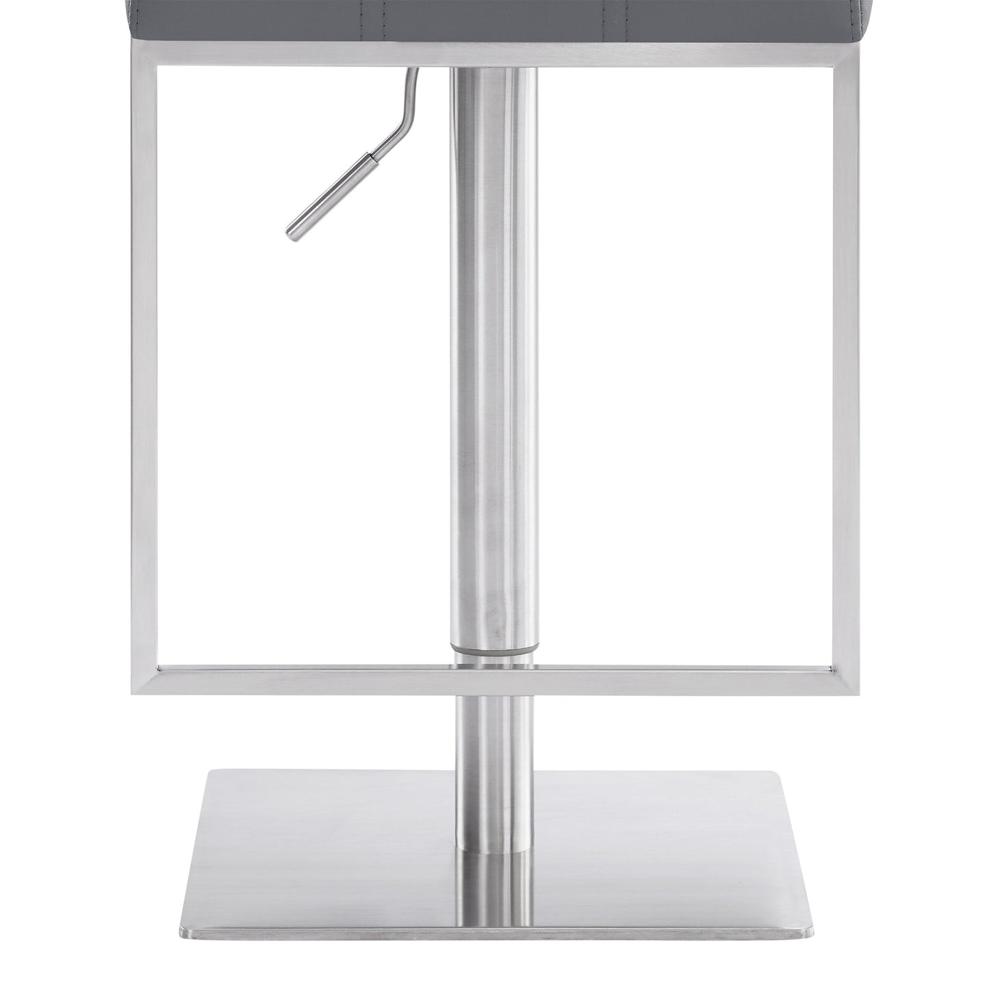 Michele Swivel Adjustable Height Gray Faux Leather and Brushed Stainless Steel Bar Stool