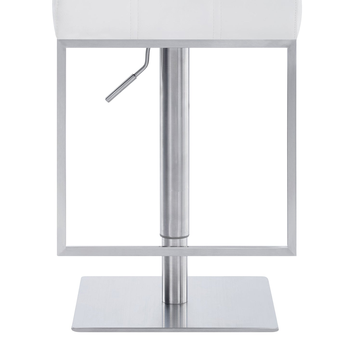 Michele Swivel Adjustable Height Off-White Faux Leather and Brushed Stainless Steel Bar Stool