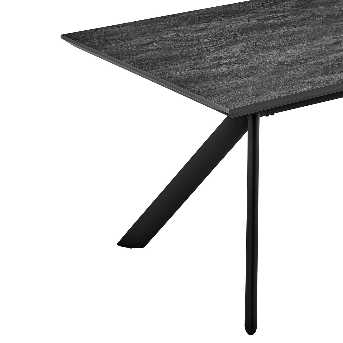 Margot Dark Gray Rectangular Dining Table with Black Finish