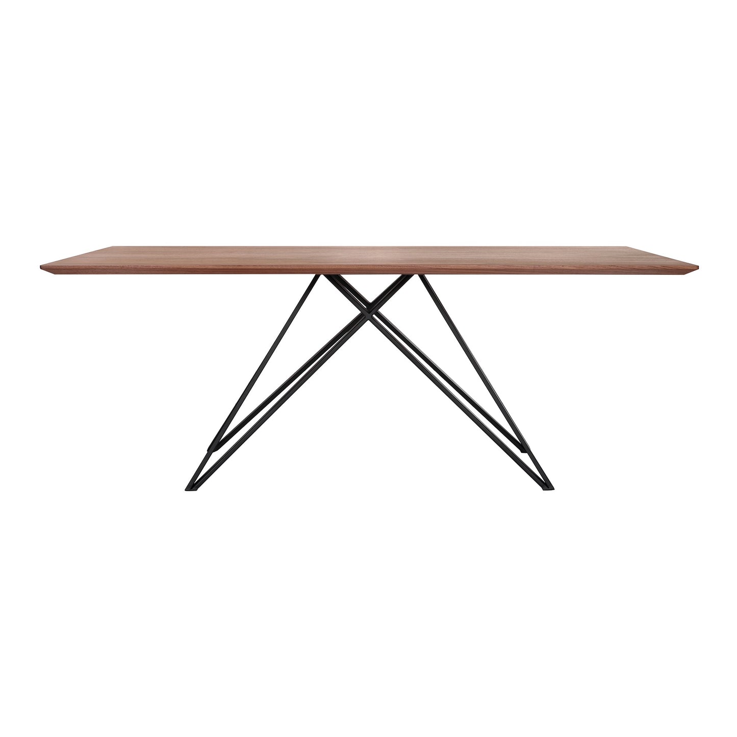 Modena Contemporary Dining Table in Matte Black Finish and Walnut Wood Top