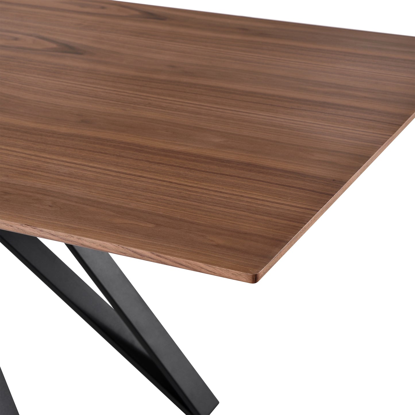 Modena Contemporary Dining Table in Matte Black Finish and Walnut Wood Top