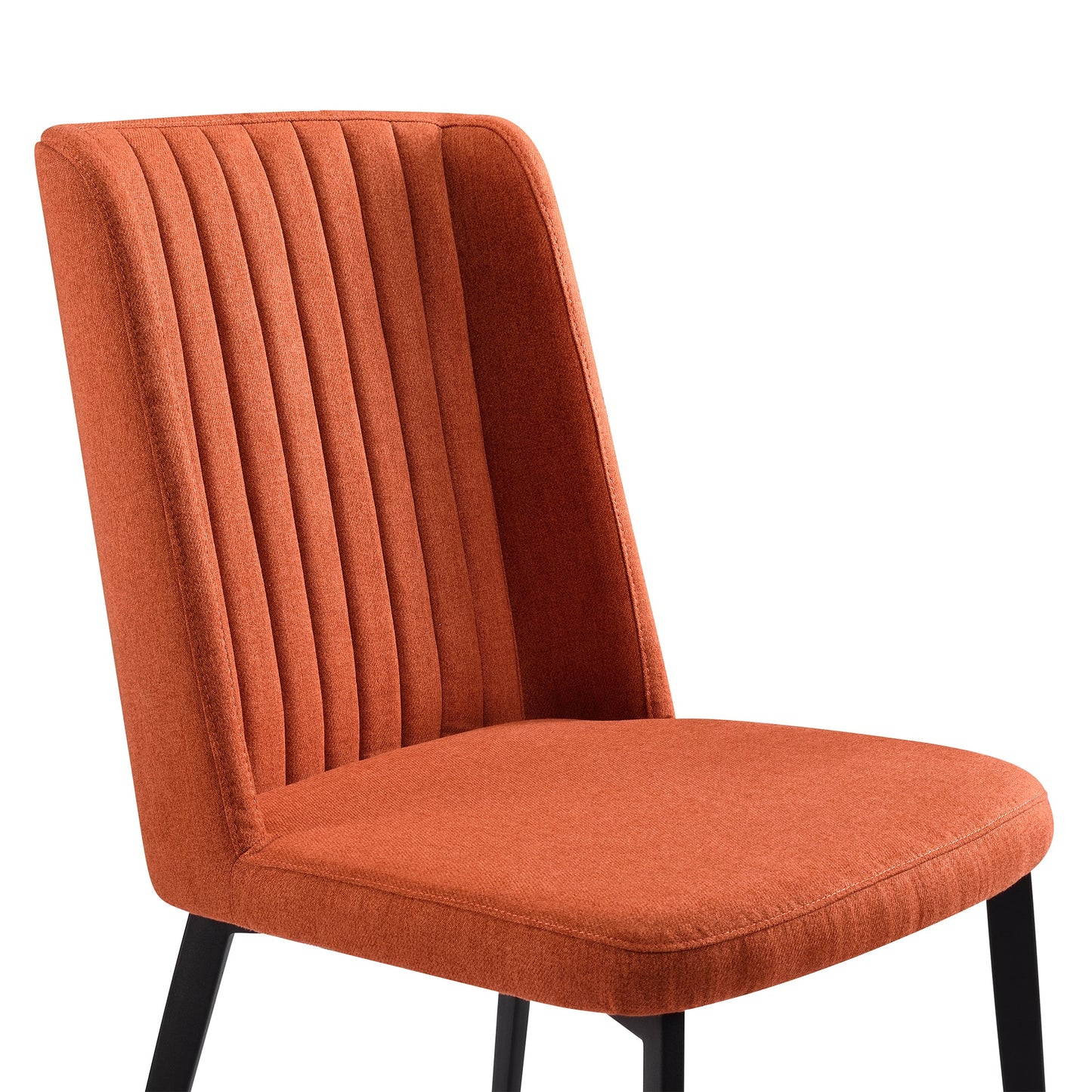 Maine Contemporary Dining Chair in Matte Black Finish and Orange Fabric - Set of 2