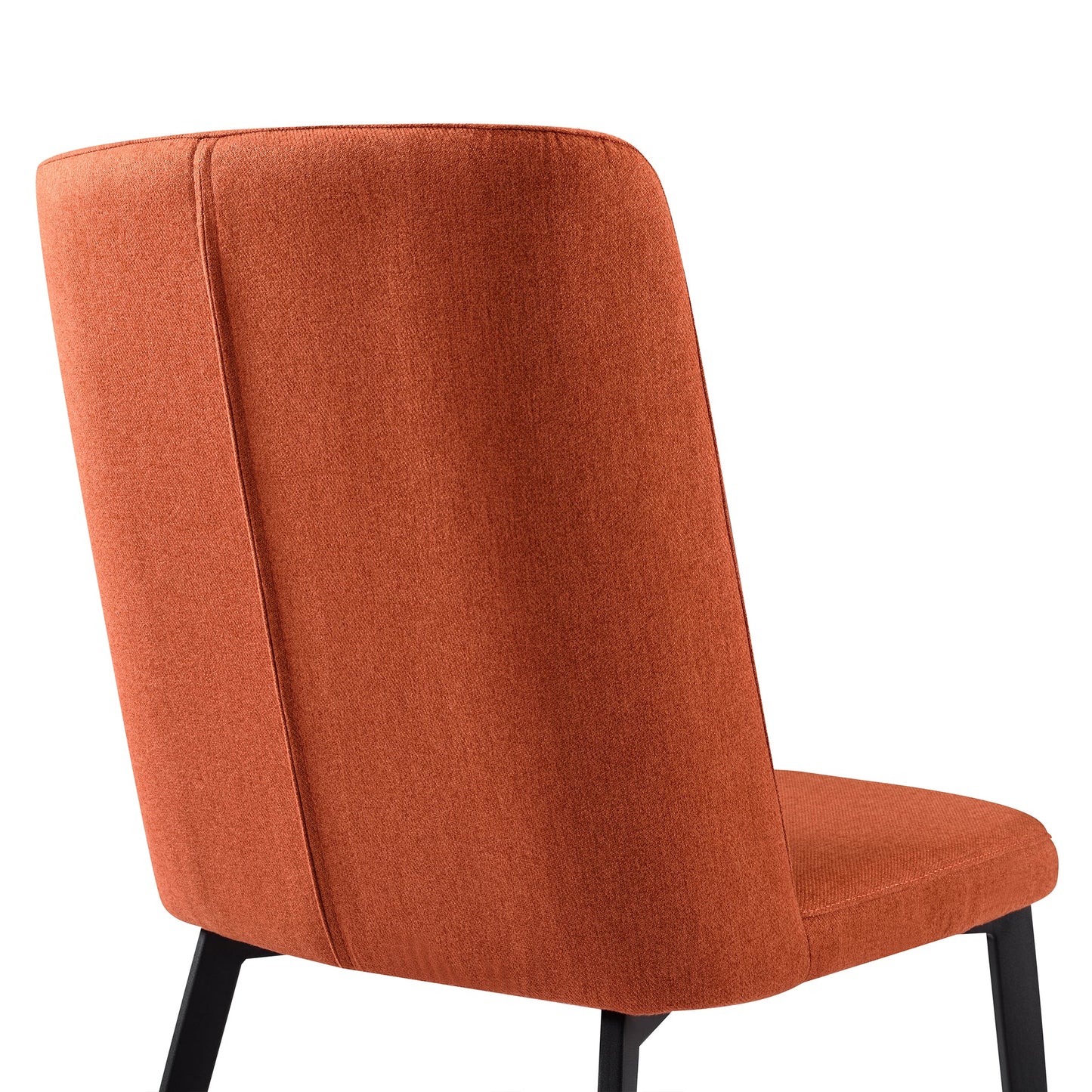 Maine Contemporary Dining Chair in Matte Black Finish and Orange Fabric - Set of 2