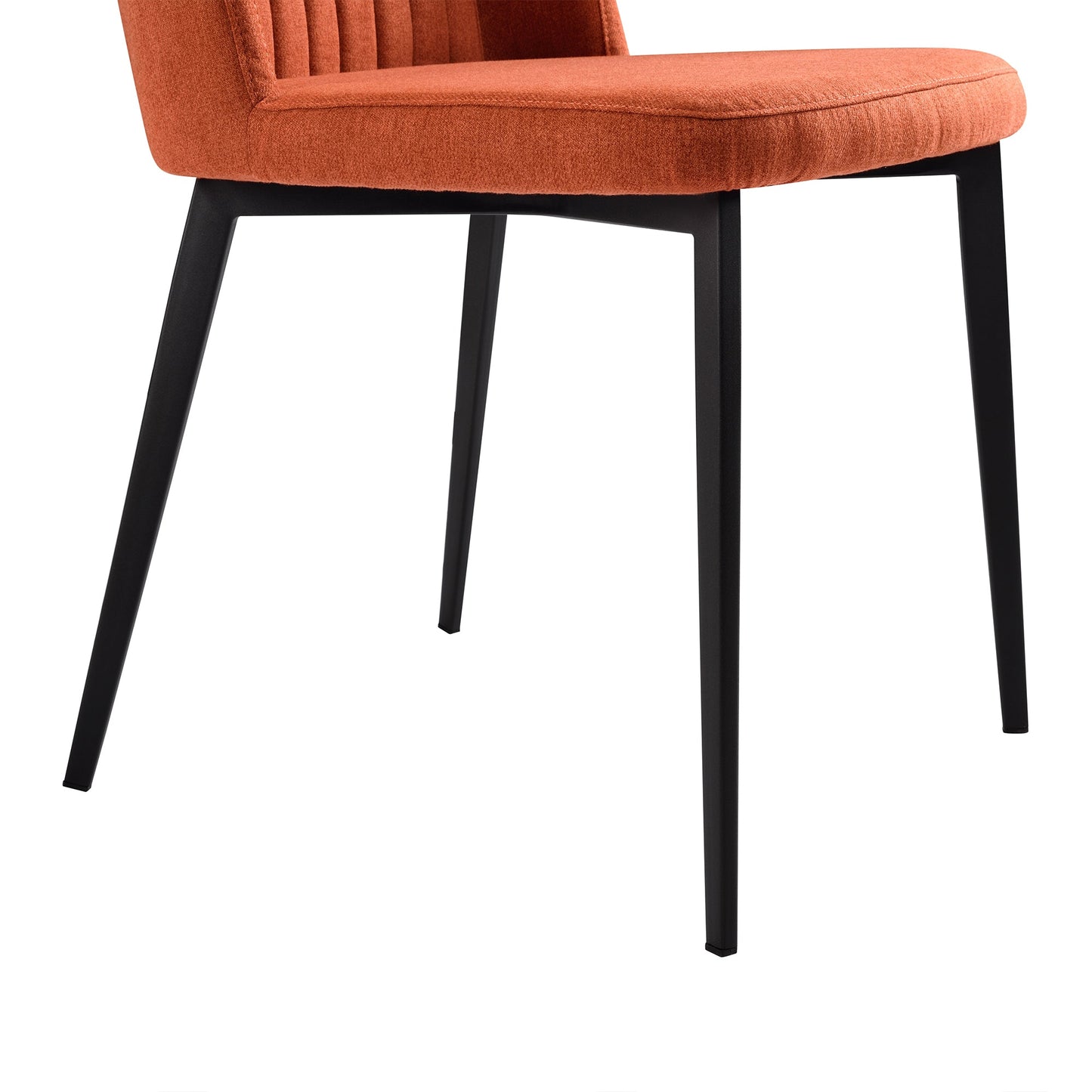 Maine Contemporary Dining Chair in Matte Black Finish and Orange Fabric - Set of 2