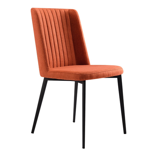 Maine Contemporary Dining Chair in Matte Black Finish and Orange Fabric - Set of 2