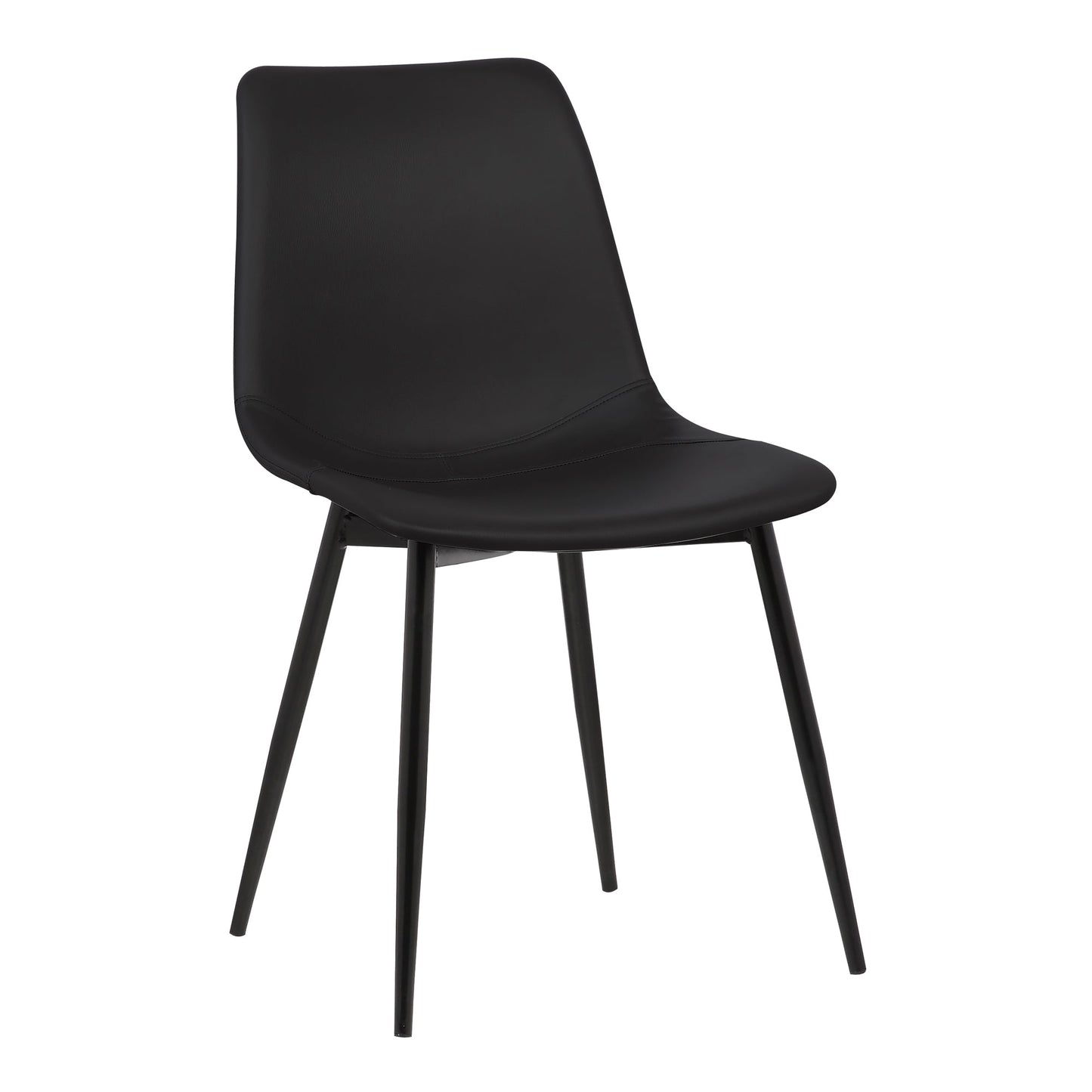 Monte Contemporary Dining Chair in Black Faux Leather with Black Metal Legs