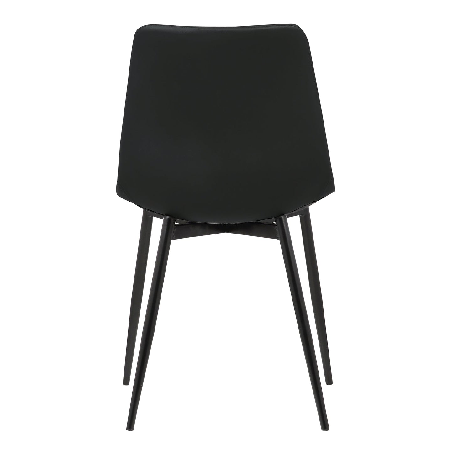 Monte Contemporary Dining Chair in Black Faux Leather with Black Metal Legs