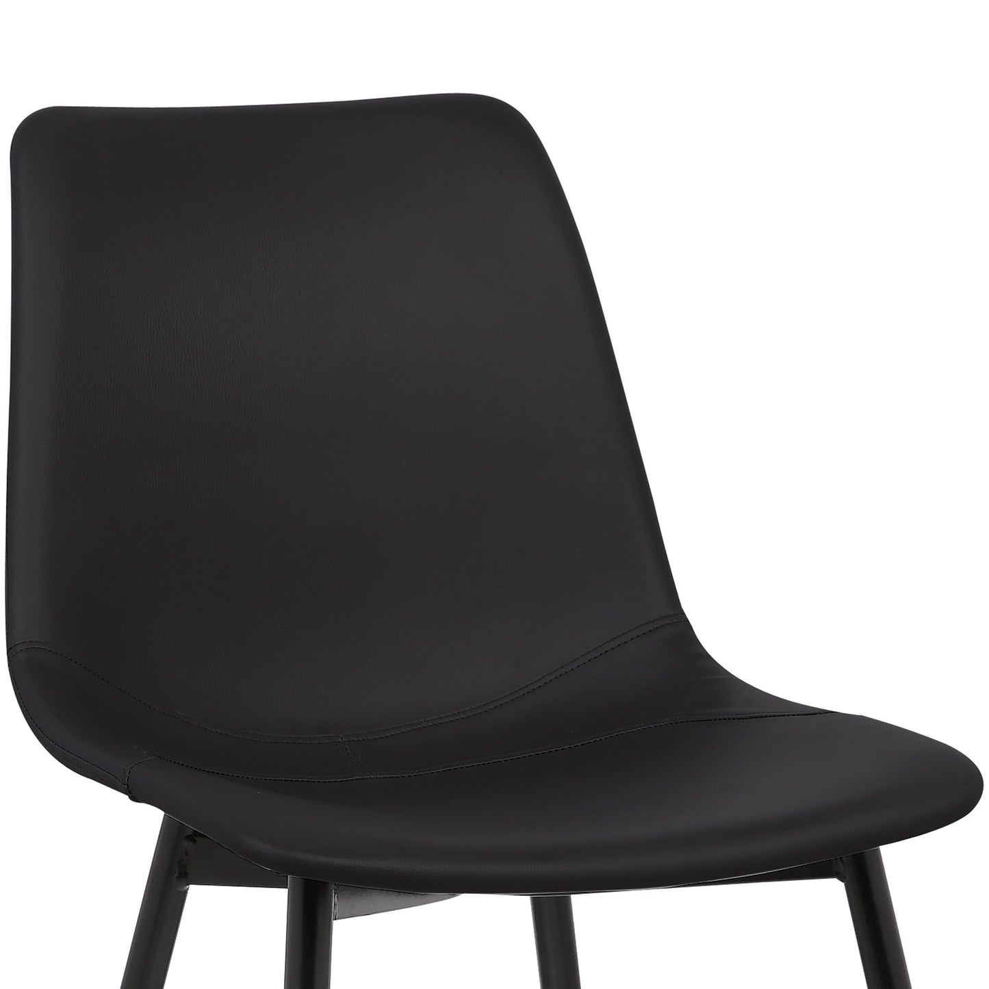 Monte Contemporary Dining Chair in Black Faux Leather with Black Metal Legs