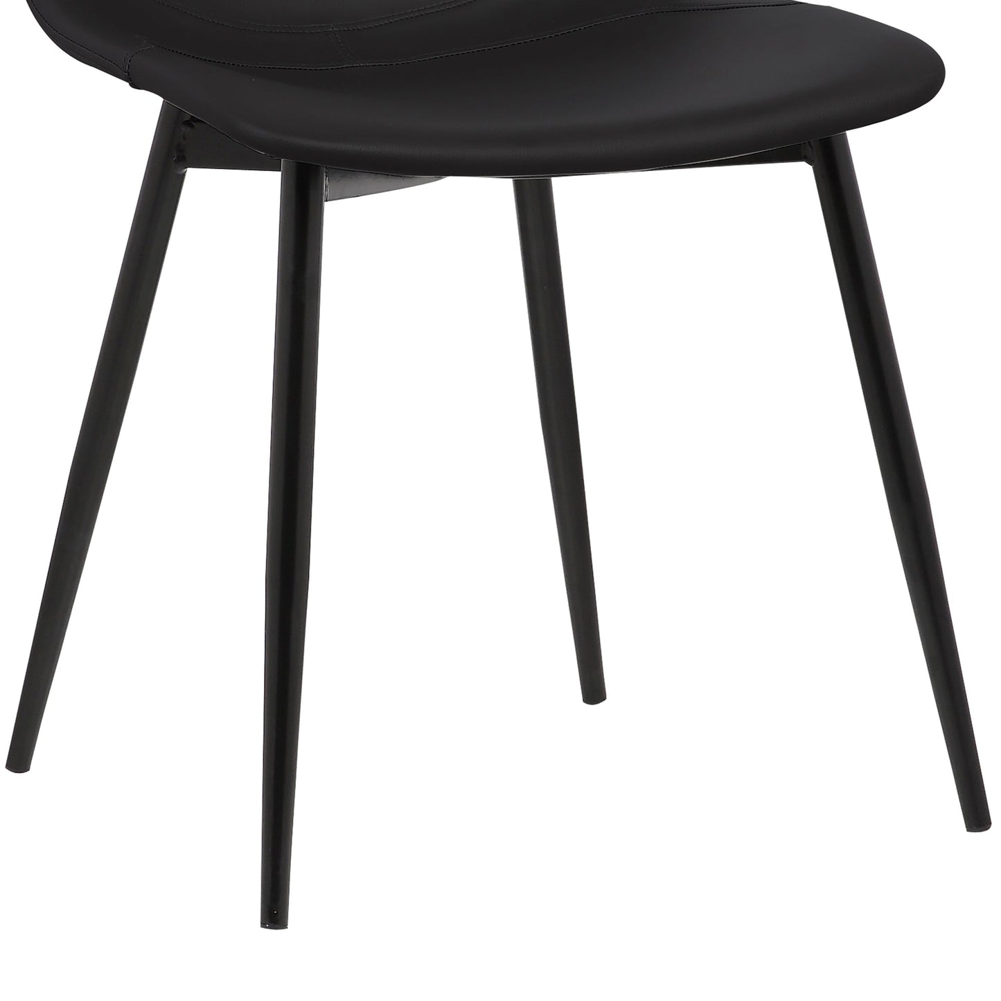 Monte Contemporary Dining Chair in Black Faux Leather with Black Metal Legs