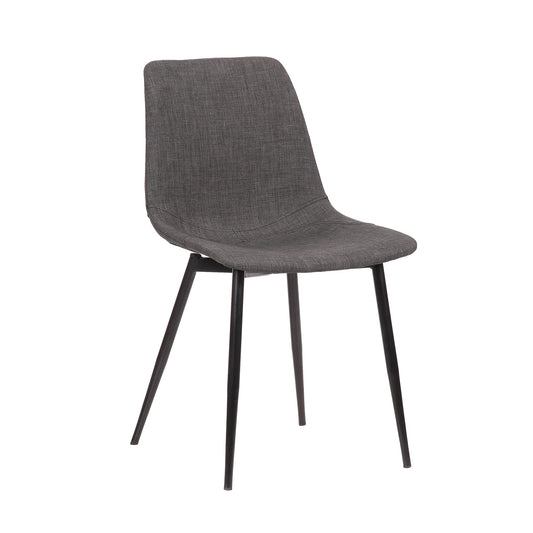 Monte Contemporary Dining Chair in Charcoal Fabric with Black Metal Legs