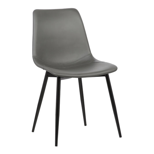 Monte Contemporary Dining Chair in Gray Faux Leather with Black Metal Legs