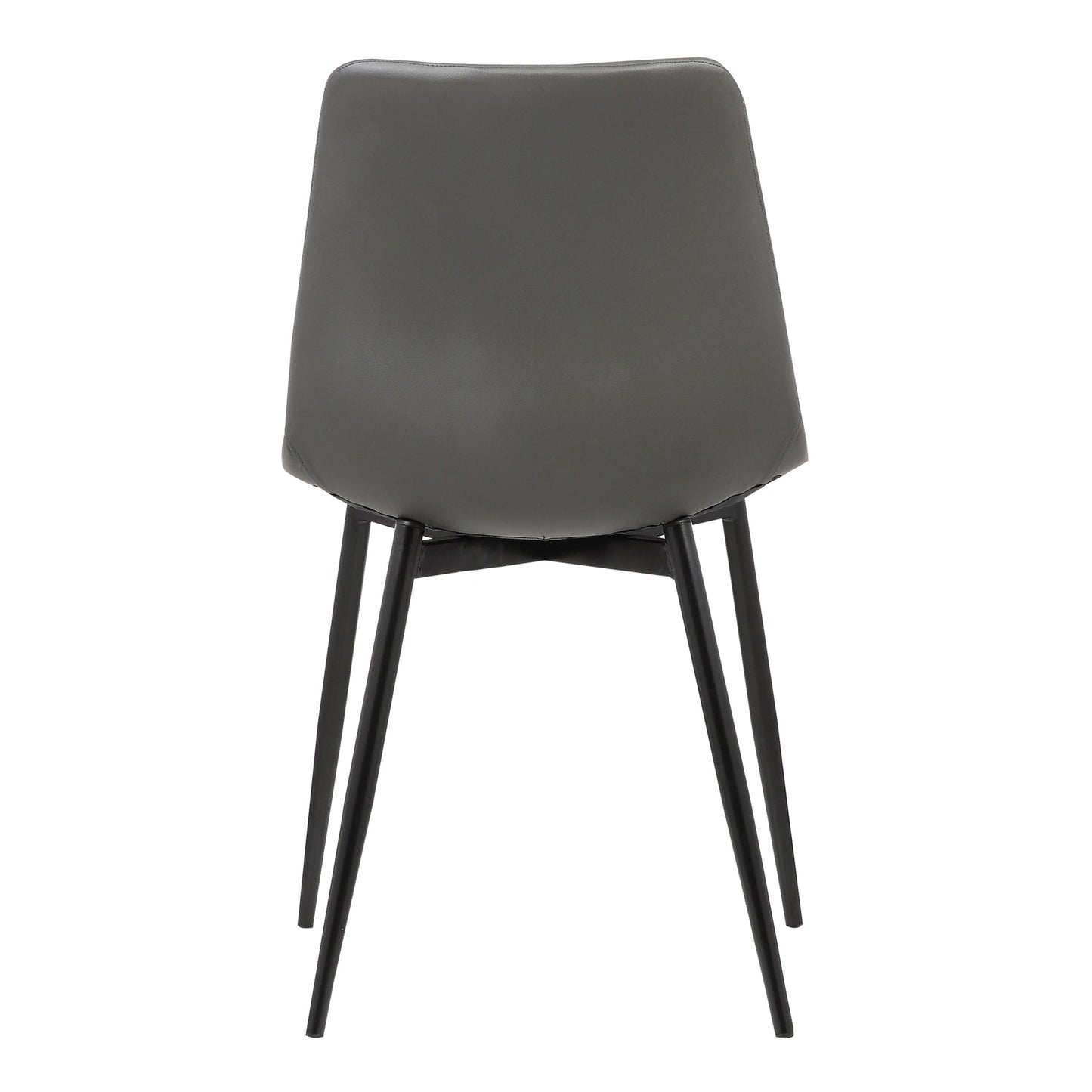 Monte Contemporary Dining Chair in Gray Faux Leather with Black Metal Legs