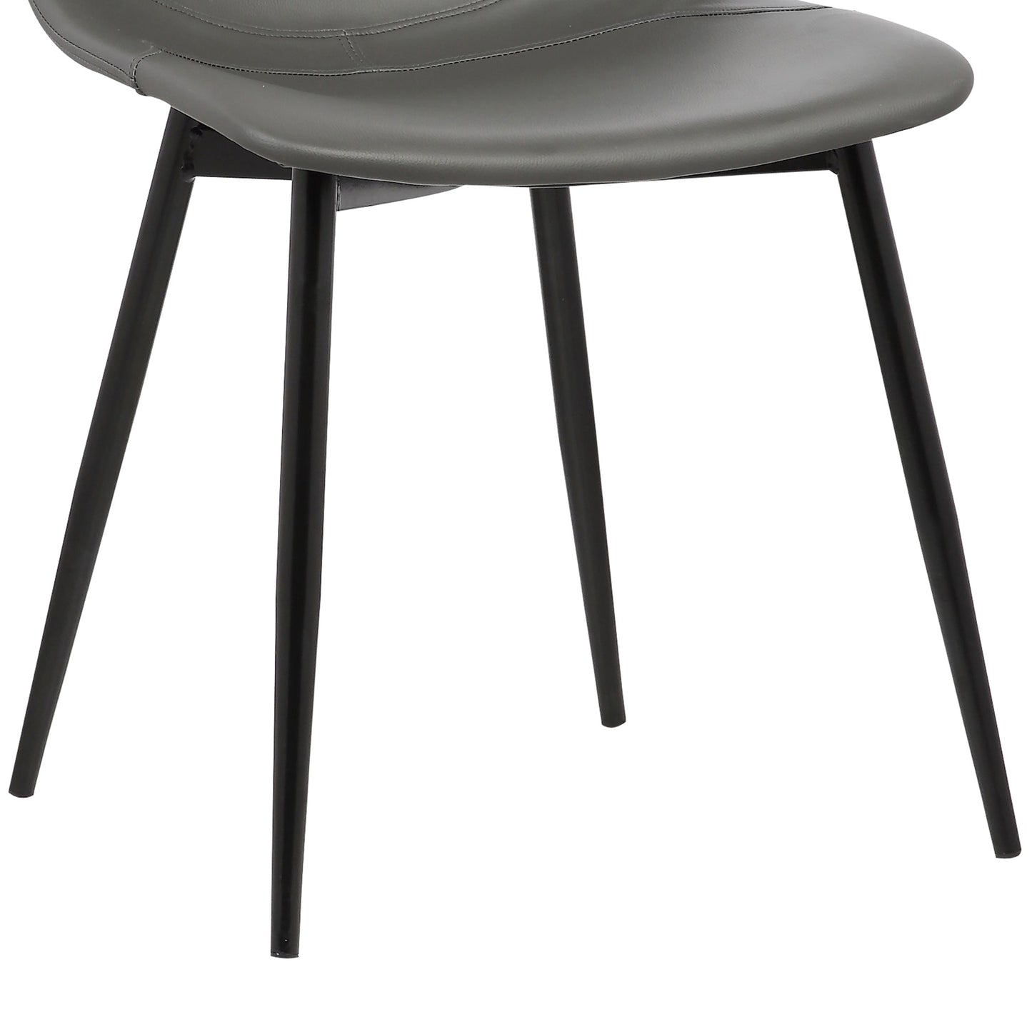 Monte Contemporary Dining Chair in Gray Faux Leather with Black Metal Legs