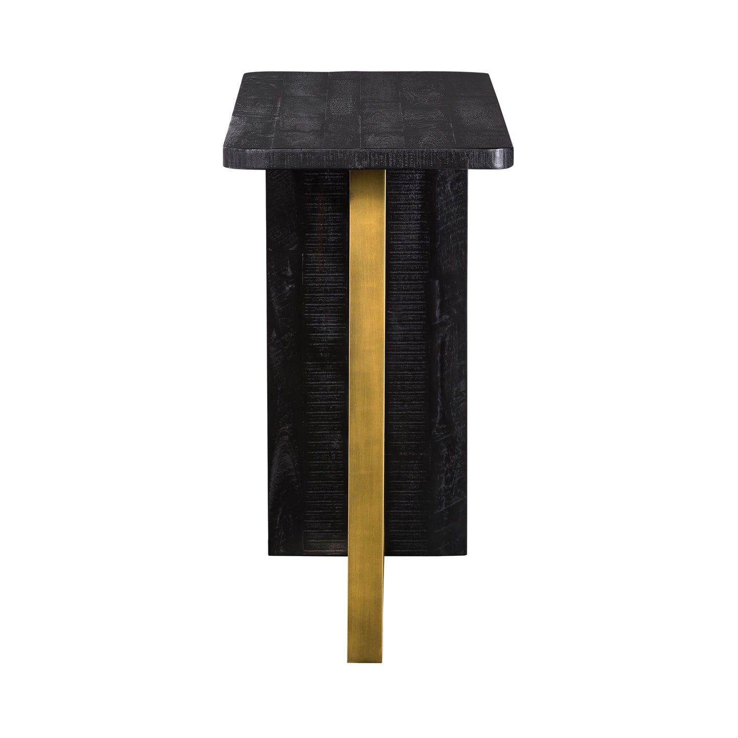 Monaco Black Wood Console Table with Antique Brass Accent