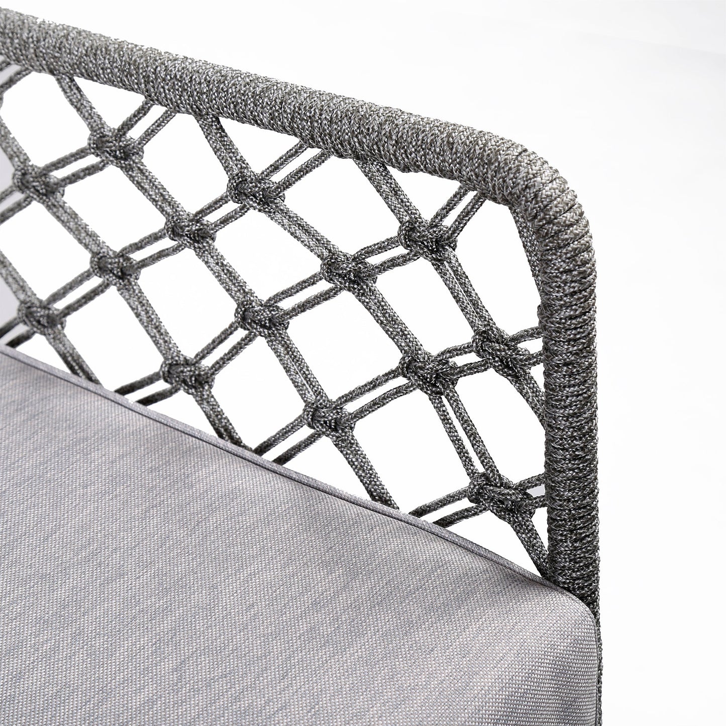 Marco Indoor Outdoor Steel Lounge Chair with Gray Rope and Gray Cushion