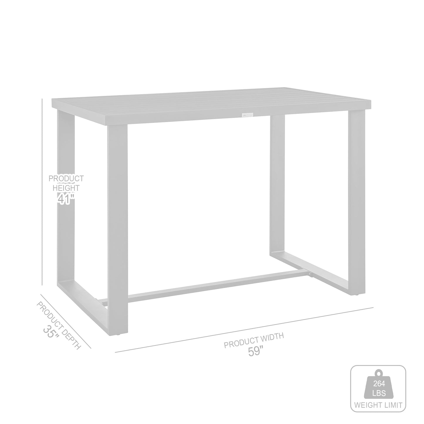 Menorca Outdoor Patio Bar Height Dining Table in Aluminum