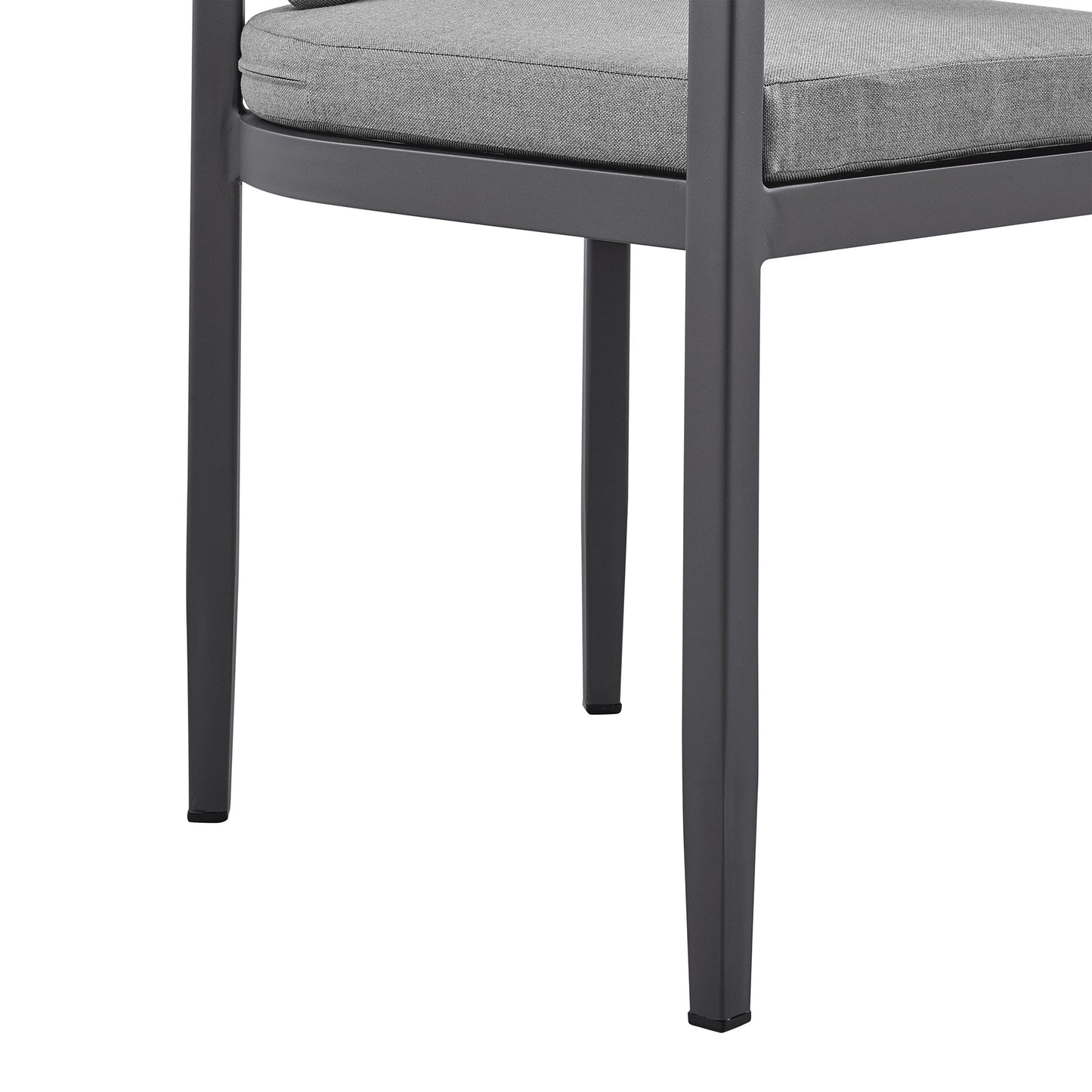 Menorca Outdoor Patio Dining Chairs in Aluminum with Gray Cushions - Set of 2