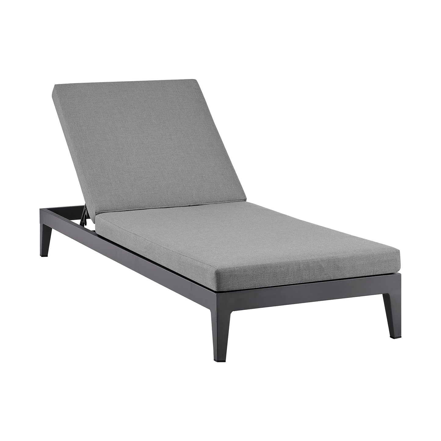 Menorca Outdoor Patio Adjustable Chaise Lounge Chair in Aluminum with Gray Cushions