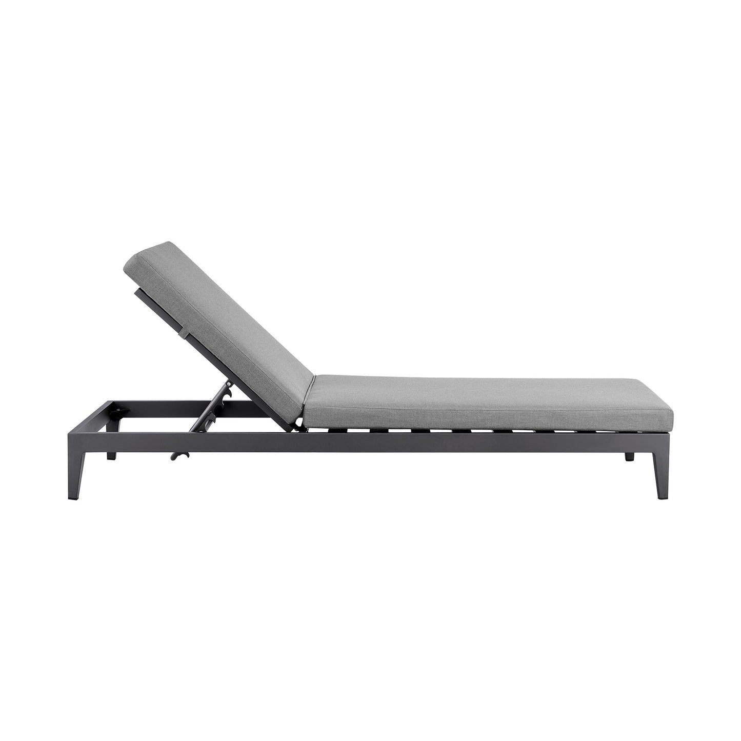 Menorca Outdoor Patio Adjustable Chaise Lounge Chair in Aluminum with Gray Cushions