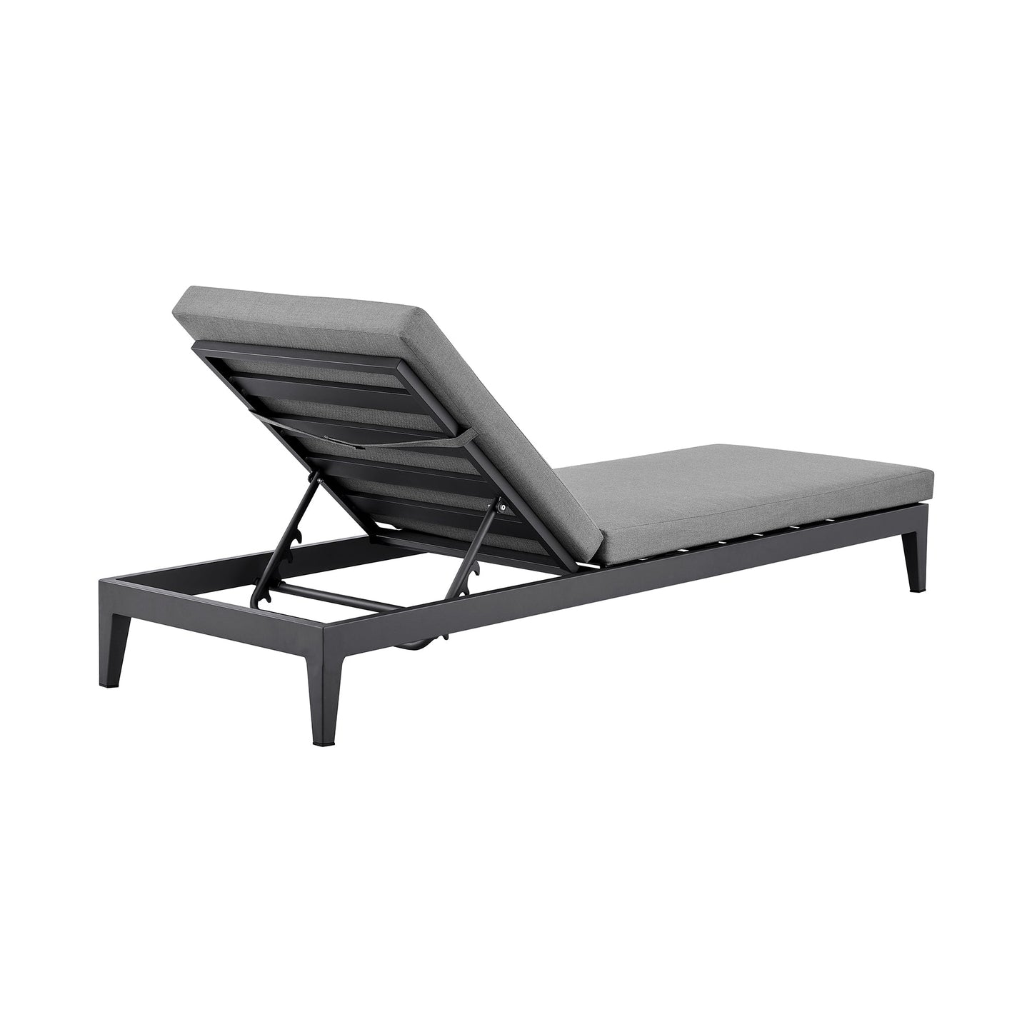 Menorca Outdoor Patio Adjustable Chaise Lounge Chair in Aluminum with Gray Cushions