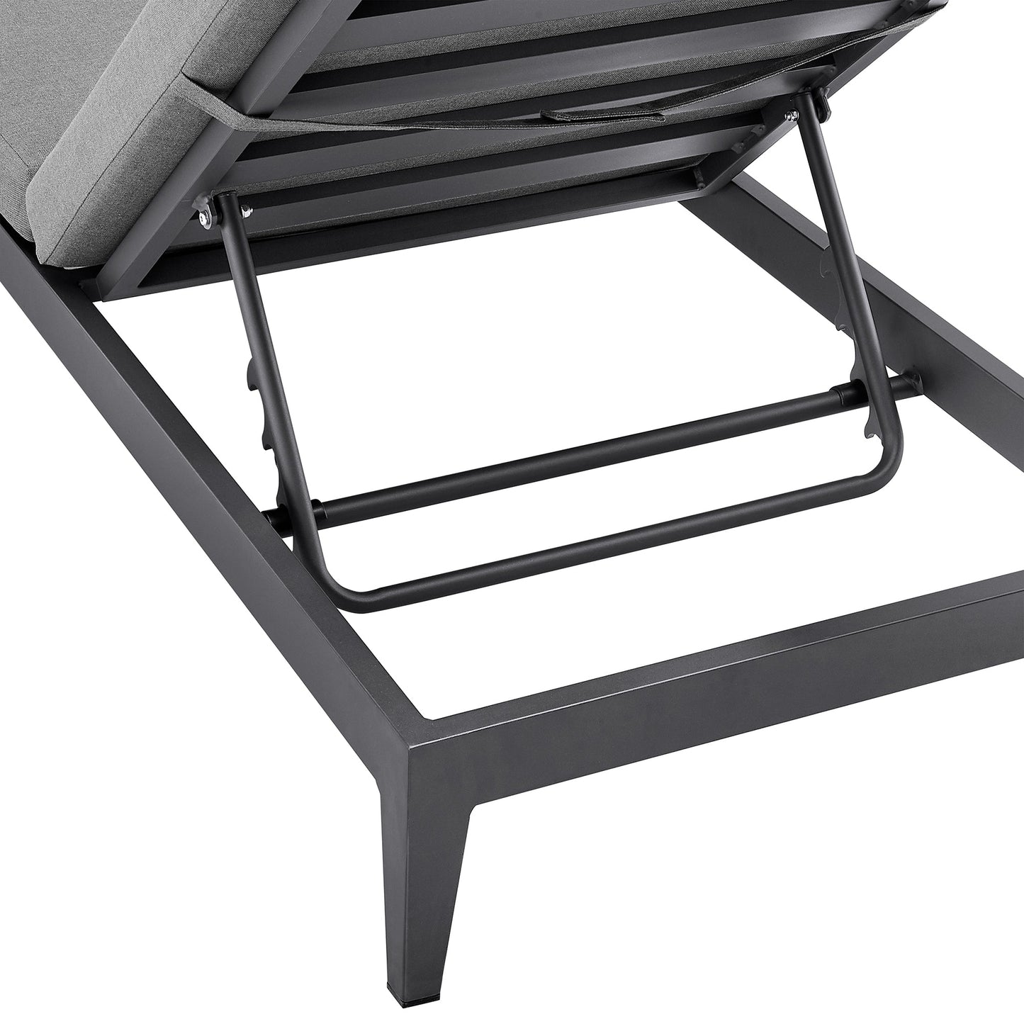 Menorca Outdoor Patio Adjustable Chaise Lounge Chair in Aluminum with Gray Cushions