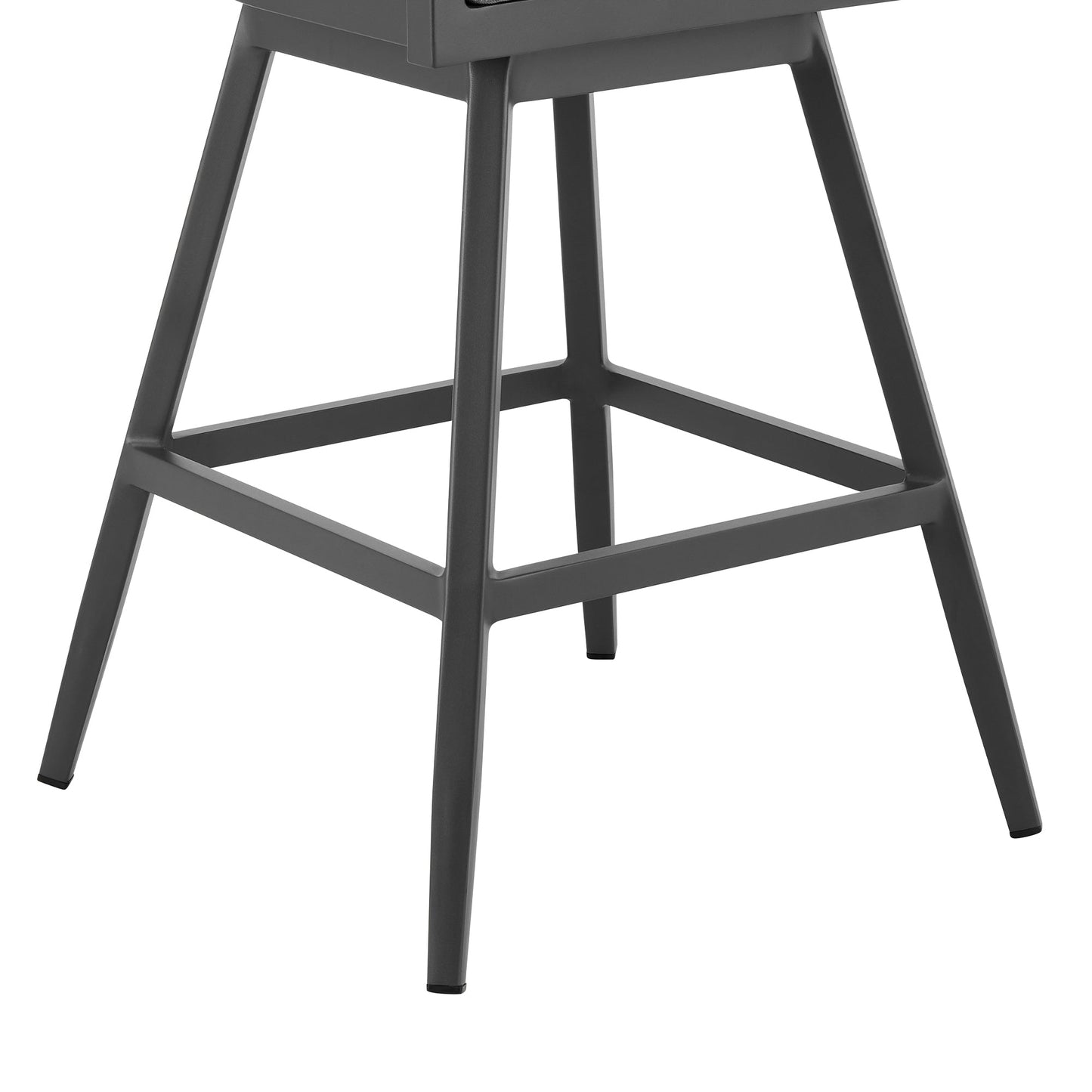 Menorca Outdoor Patio Swivel Counter Stool in Aluminum with Gray Cushions