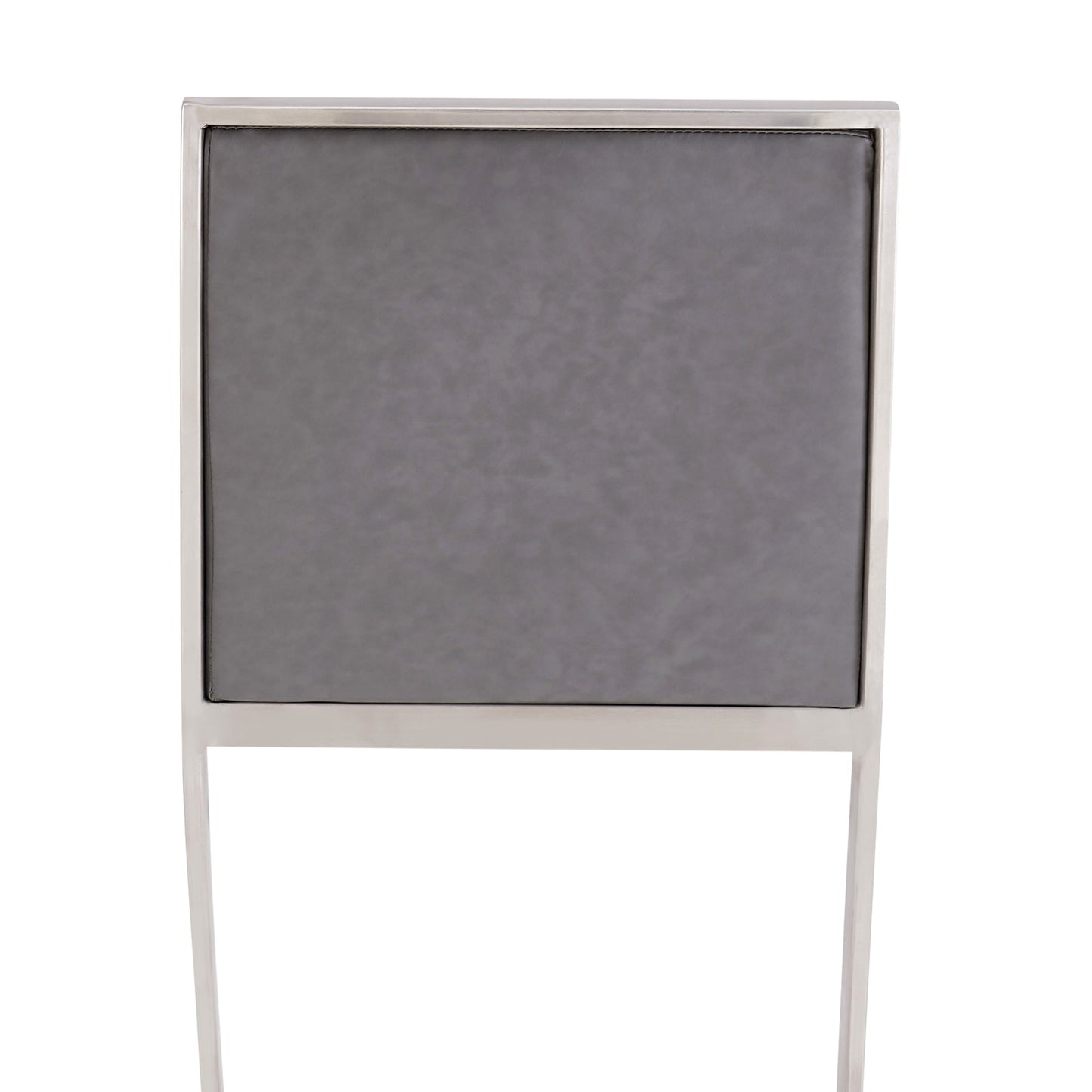 Marc 30" Vintage Gray Faux Leather and Brushed Stainless Steel Bar Stool