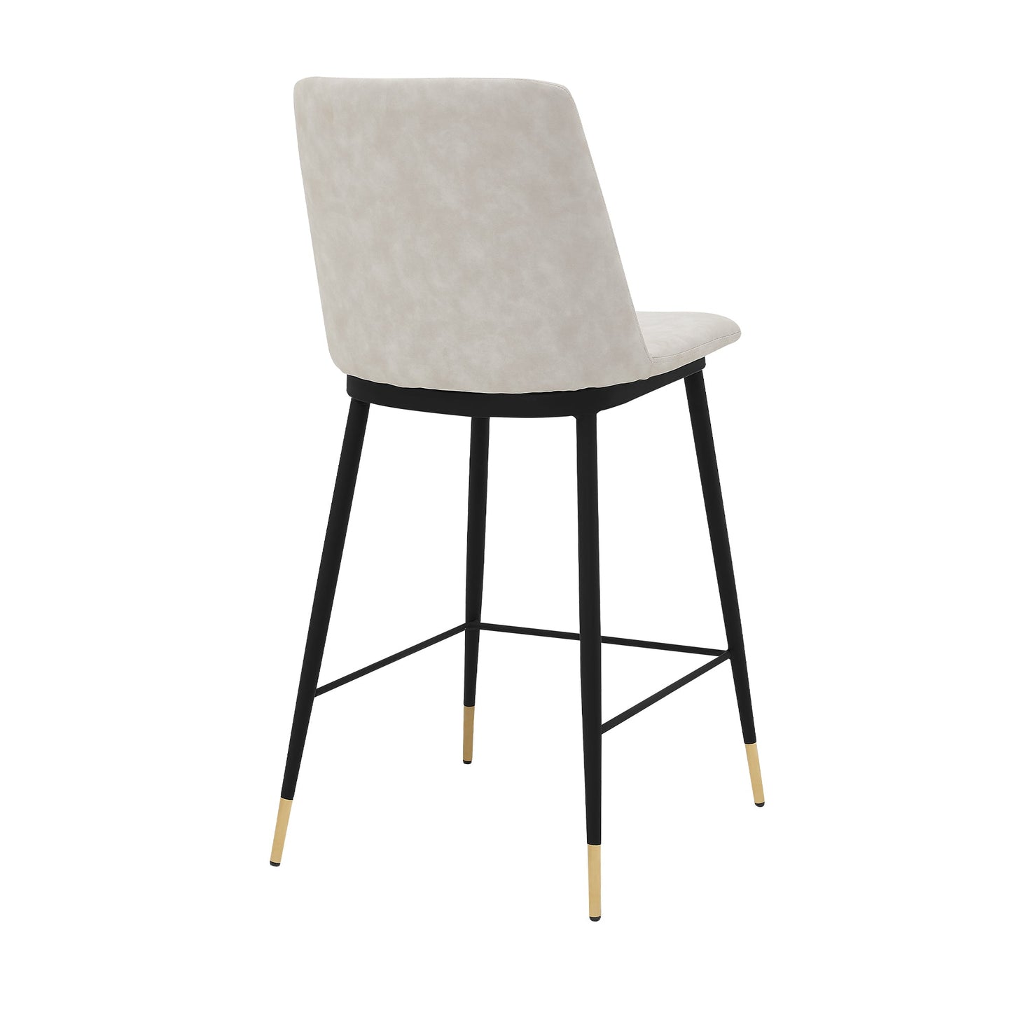 Messina 26" Cream Faux Leather and Metal Counter Height Bar Stool