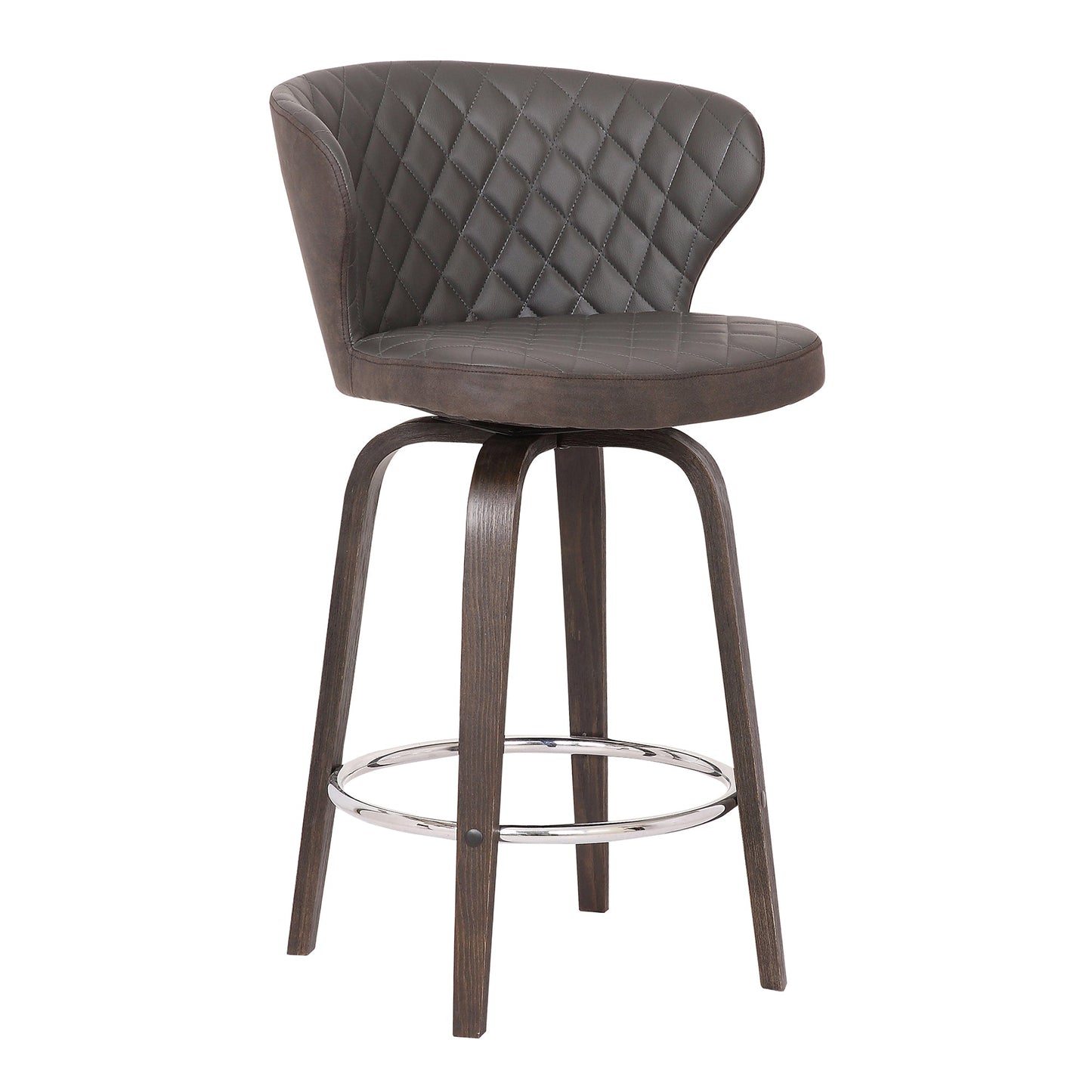 Mynette 26" Swivel Brown Faux Leather Bar Stool