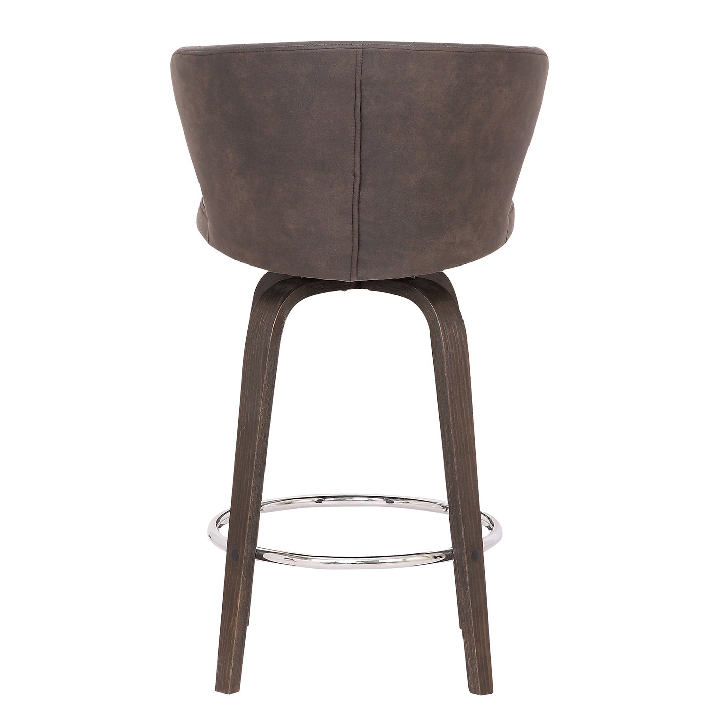 Mynette 26" Swivel Brown Faux Leather Bar Stool