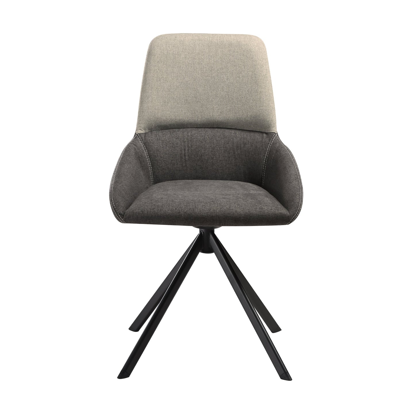 Maverick Swivel Upholstered Dining Chair in Two-Tone Fabric Gray with Black Metal Legs - Set of 2