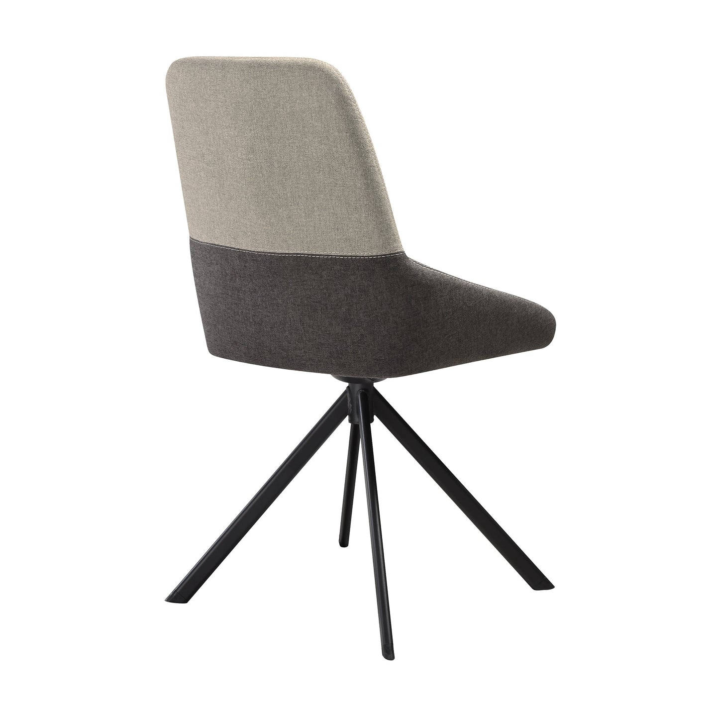 Maverick Swivel Upholstered Dining Chair in Two-Tone Fabric Gray with Black Metal Legs - Set of 2