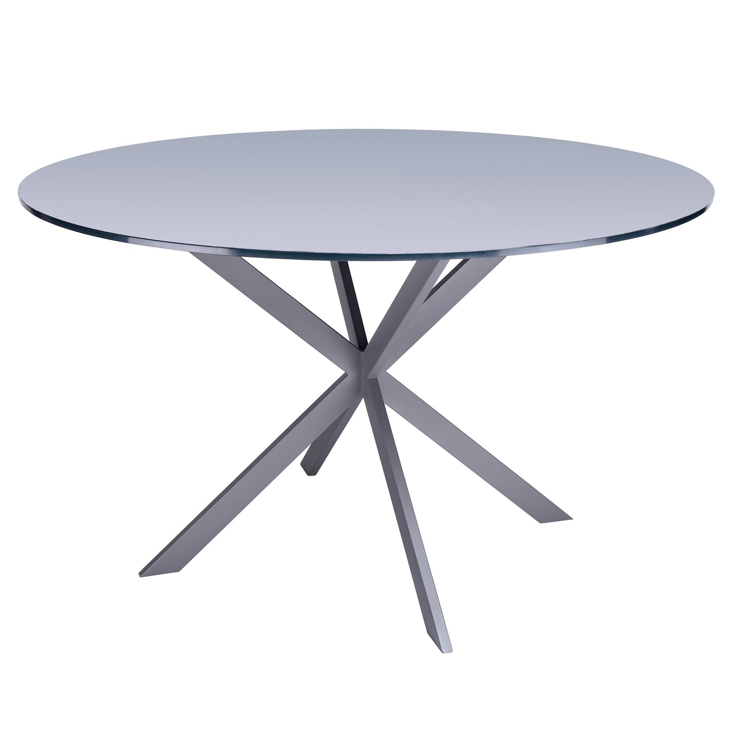 Mystere Modern Dining Table in Gray Powder Coated finish with Gray Tempered Glass Top