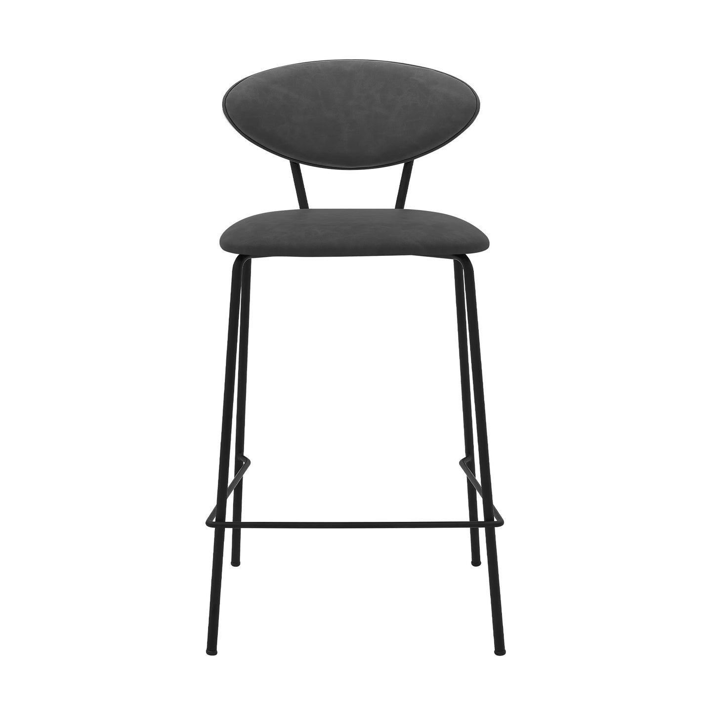 Neo 26" Gray Faux Leather and Metal Counter Height Bar Stool