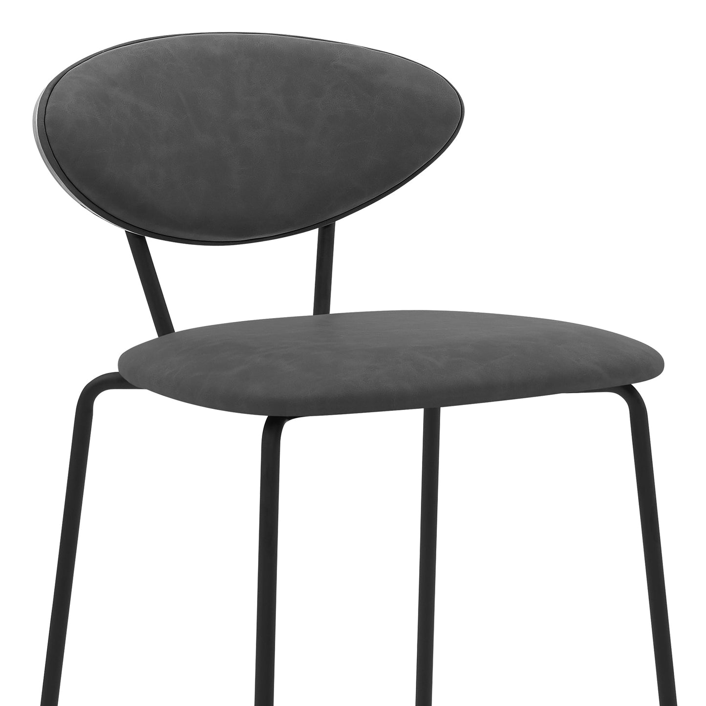 Neo 26" Gray Faux Leather and Metal Counter Height Bar Stool