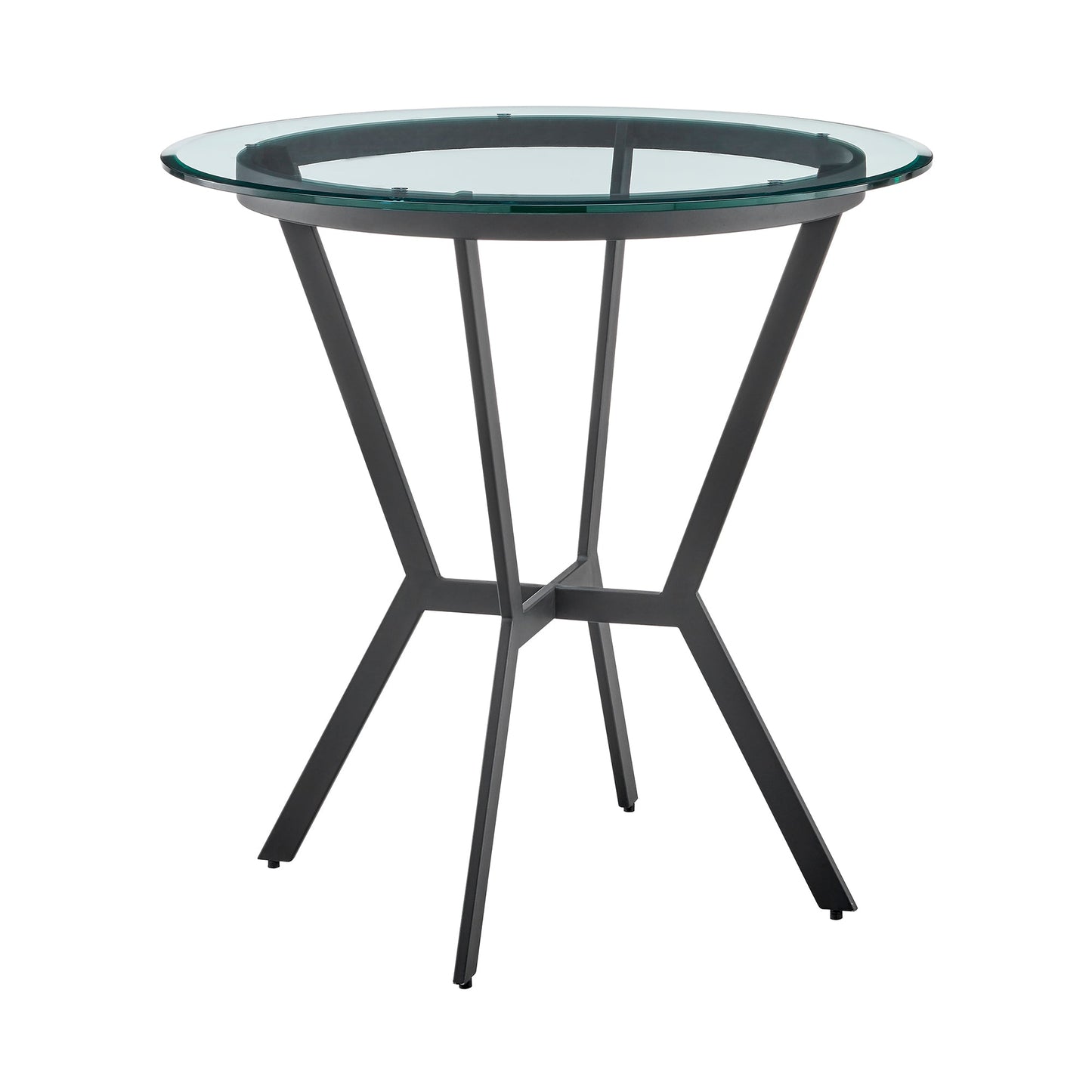 Naomi Round Glass and Black Metal Bar Table