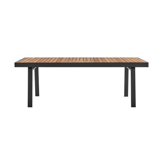 Nofi Outdoor Patio Dining Table in Charcoal Finish with Teak Wood Top