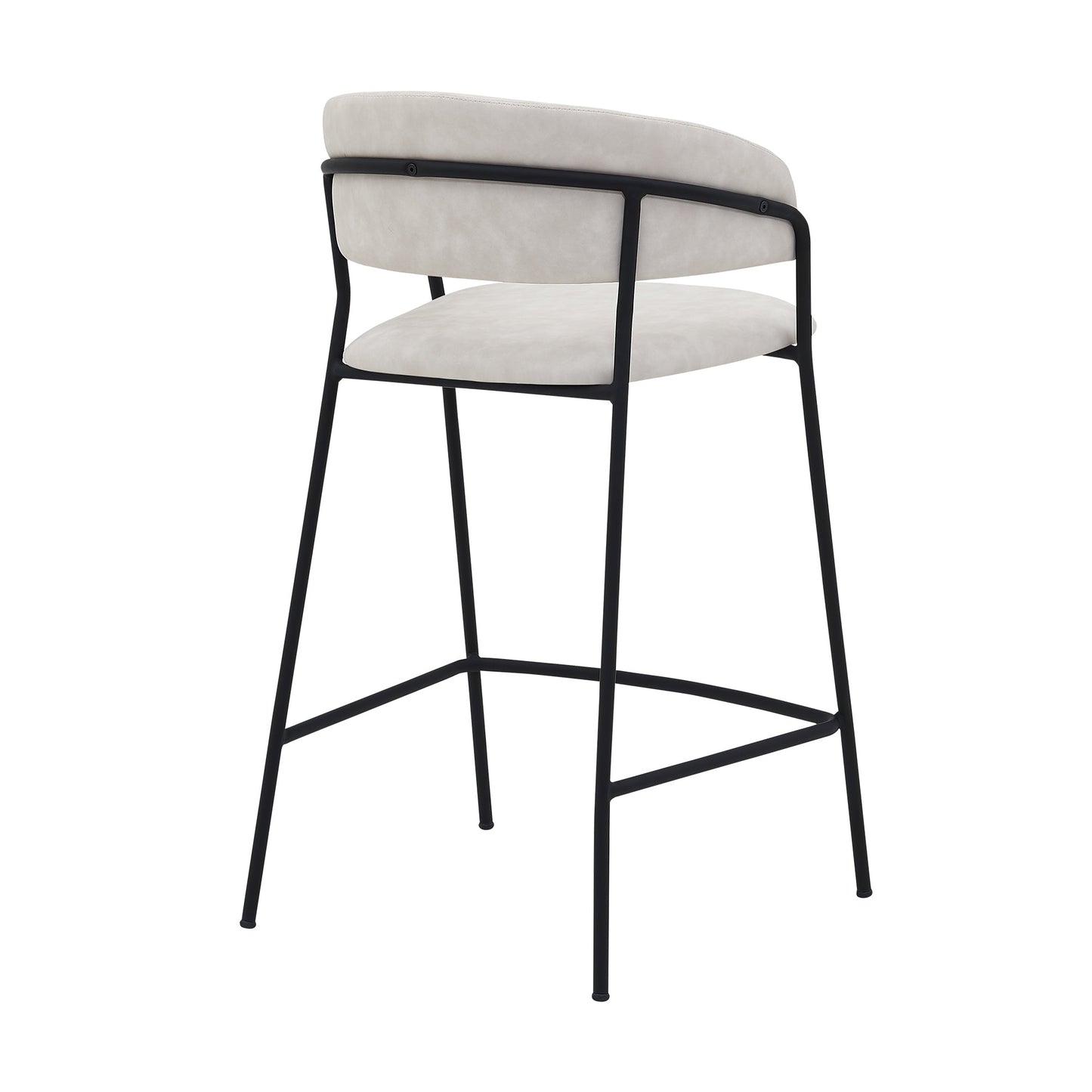 Nara 26" Cream Faux Leather and Metal Counter Height Bar Stool