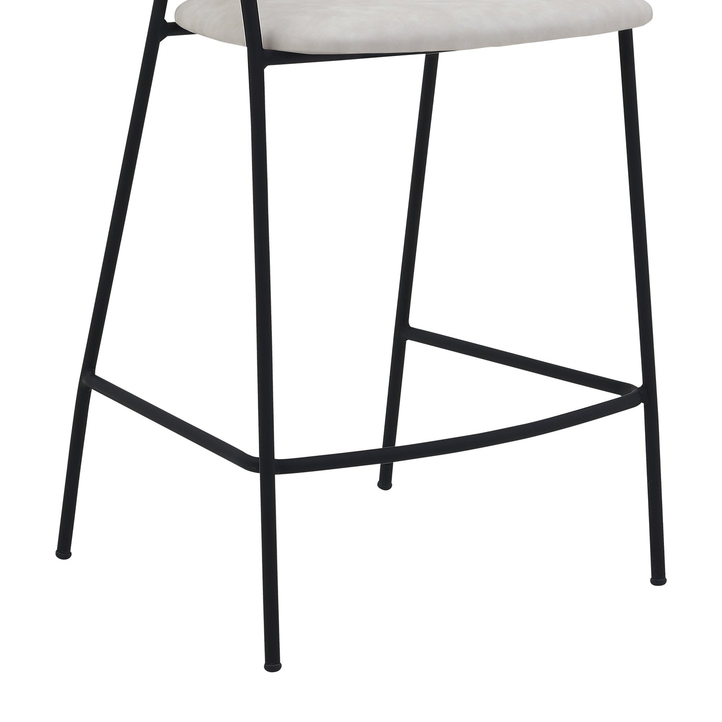 Nara 26" Cream Faux Leather and Metal Counter Height Bar Stool