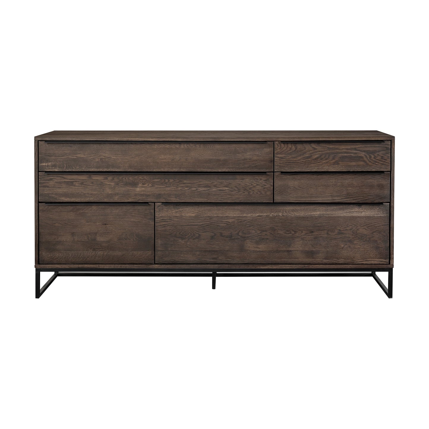 Nevada Rustic Oak Wood Sideboard In Dark Brown