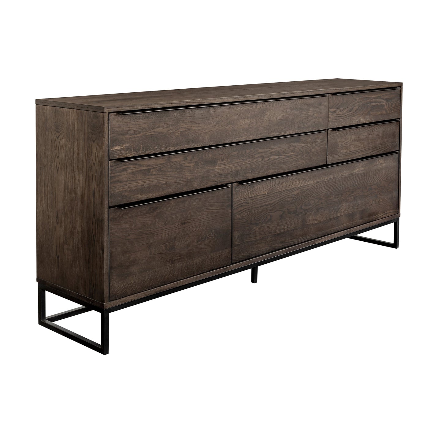 Nevada Rustic Oak Wood Sideboard In Dark Brown