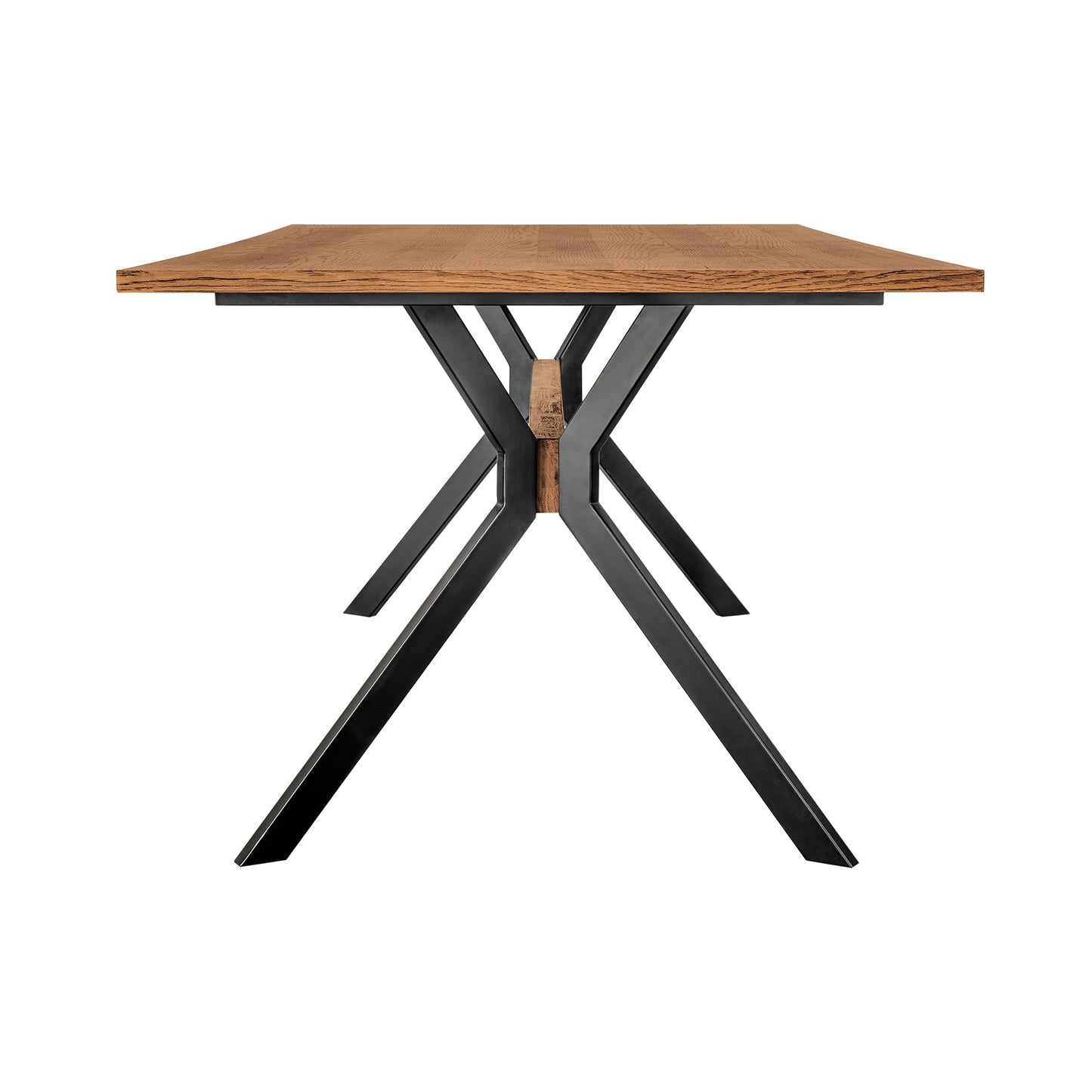 Nevada Rustic Oak Wood Trestle Base Dining Table in Balsamico