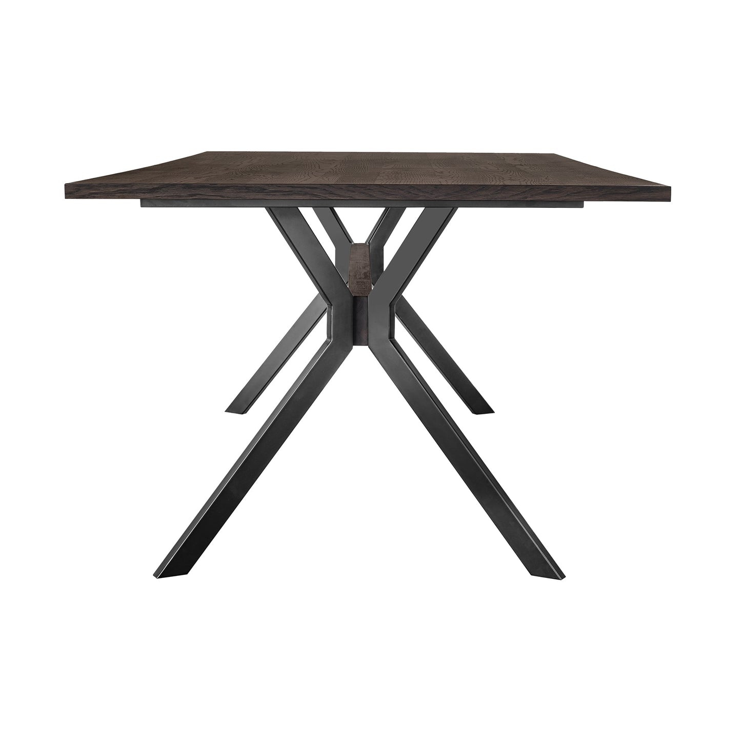 Nevada Rustic Oak Wood Trestle Base Dining Table In Dark Brown