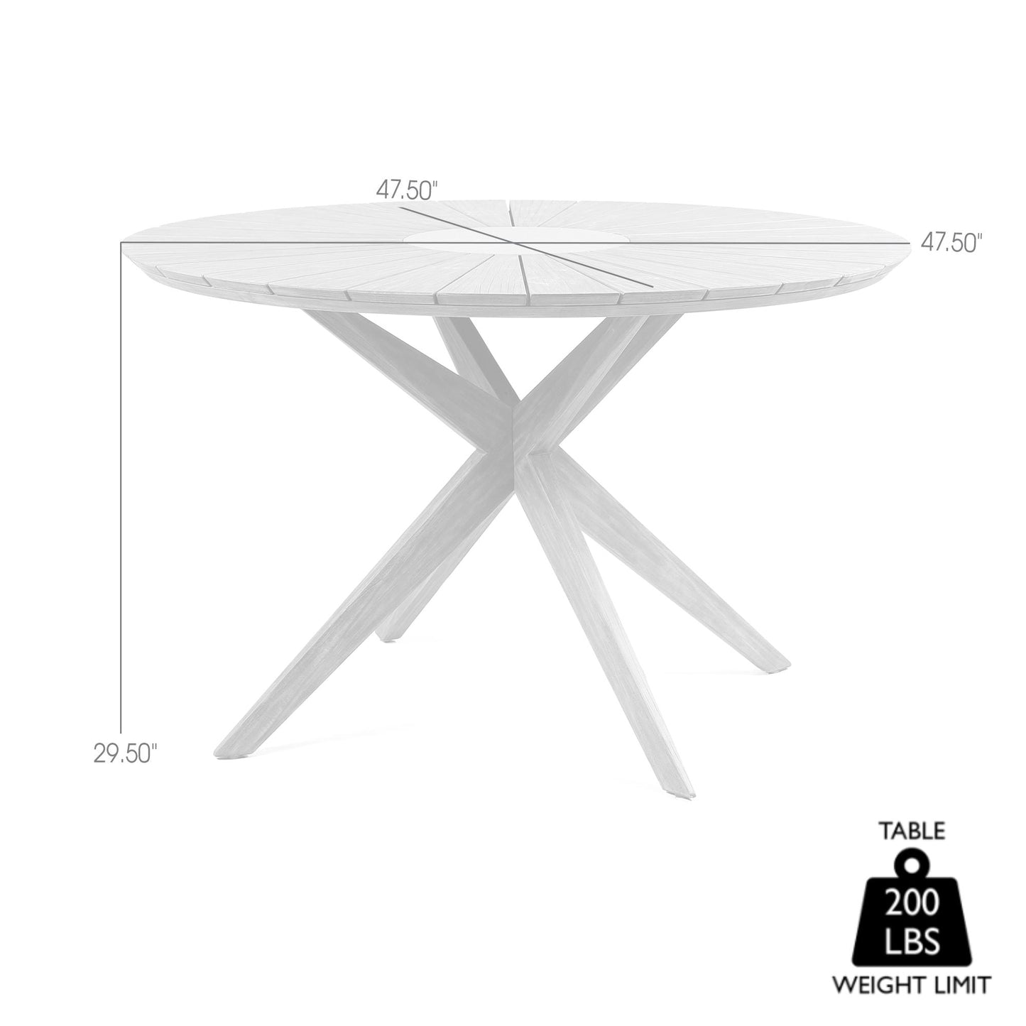 Oasis Outdoor Dark Eucalyptus Wood and Concrete Round Dining Table