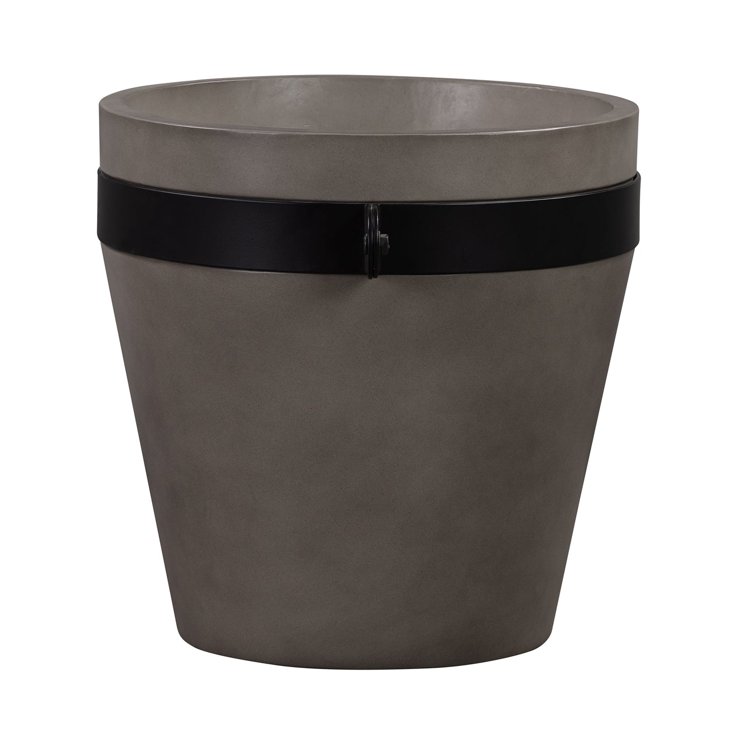 Obsidian Medium Indoor or Outdoor Planter in Gray Concrete with Black Accent