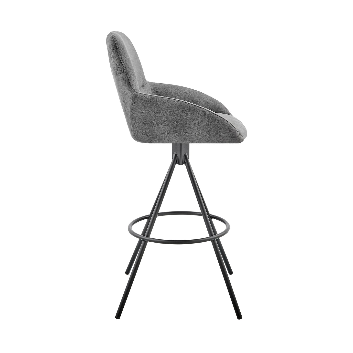 Odessa 26" Counter Height Bar Stool in Charcoal Fabric and Black Finish