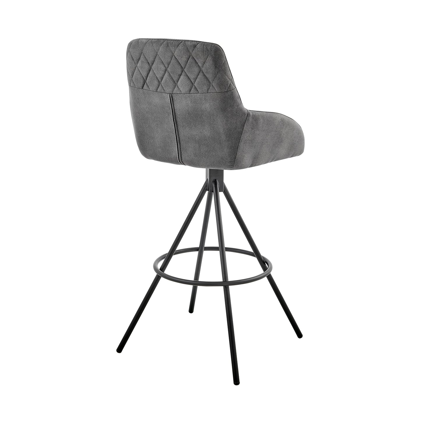 Odessa 30" Bar Height Bar Stool in Charcoal Fabric and Black Finish