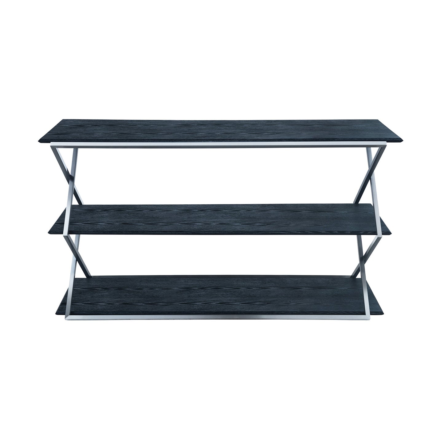 Westlake 3-Tier Black Console Table with Brushed Stainless Steel Frame