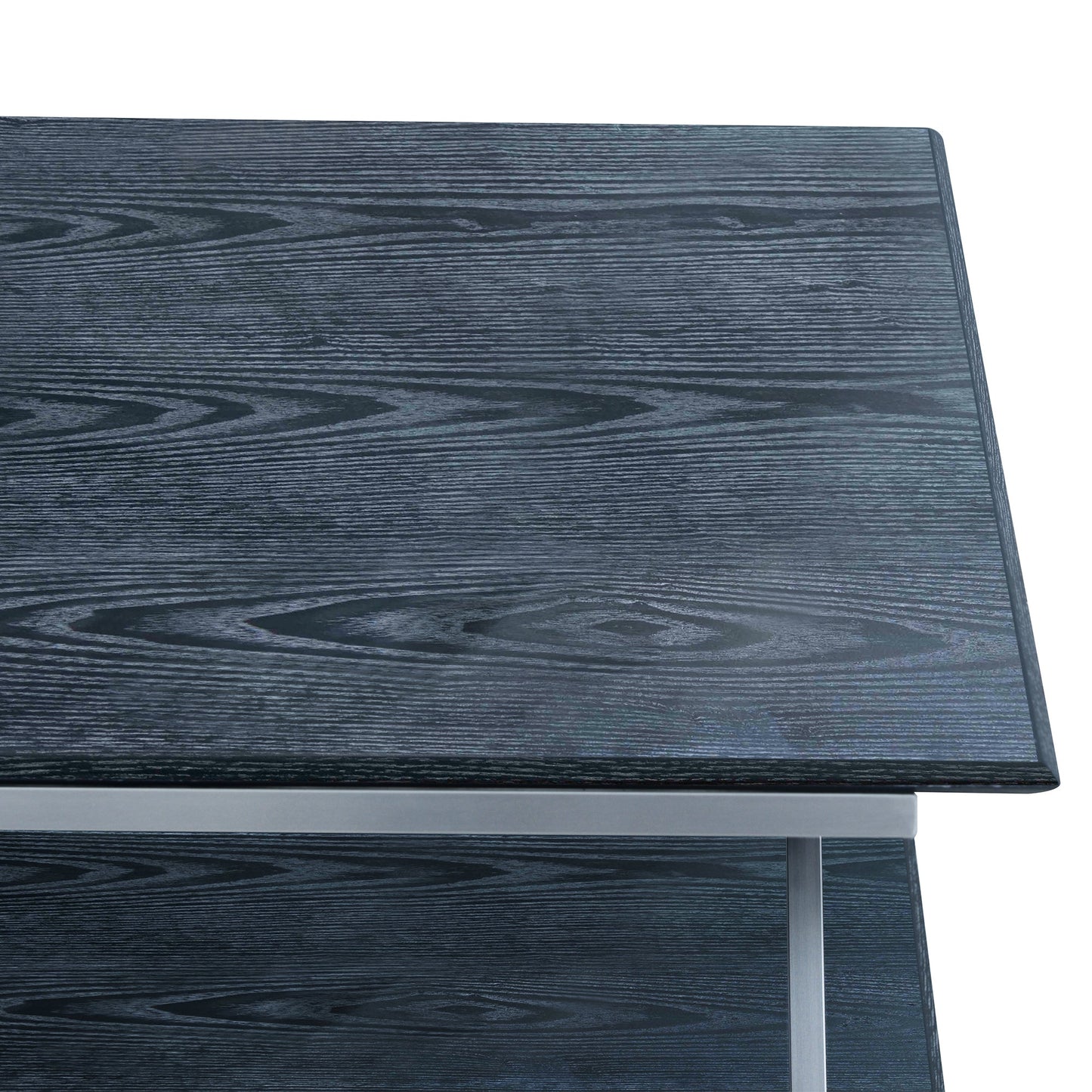 Westlake Black Veneer Coffee Table with Brushed Stainless Steel Frame